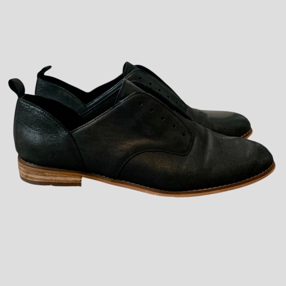 Lucky‎ Brand Ednah black leather oxfords loafers flats size 8 preppy office work